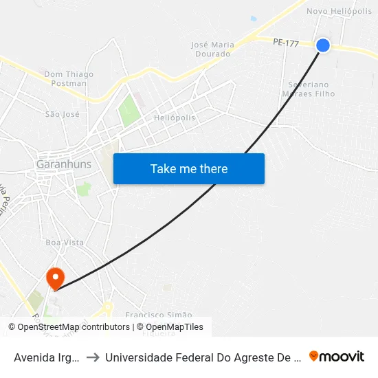 Avenida Irga 371 to Universidade Federal Do Agreste De Pernambuco map