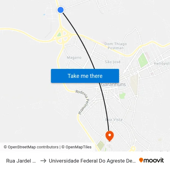 Rua Jardel Filho 1 to Universidade Federal Do Agreste De Pernambuco map