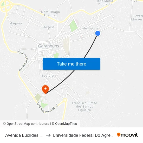 Avenida Euclídes Dourado 664 to Universidade Federal Do Agreste De Pernambuco map