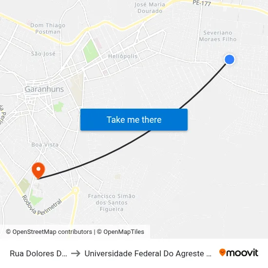 Rua Dolores Duran 26 to Universidade Federal Do Agreste De Pernambuco map