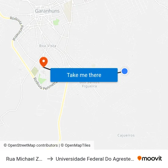 Rua Michael Zaidan 416 to Universidade Federal Do Agreste De Pernambuco map