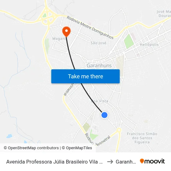 Avenida Professora Júlia Brasileiro Vila Nova 754 to Garanhuns map