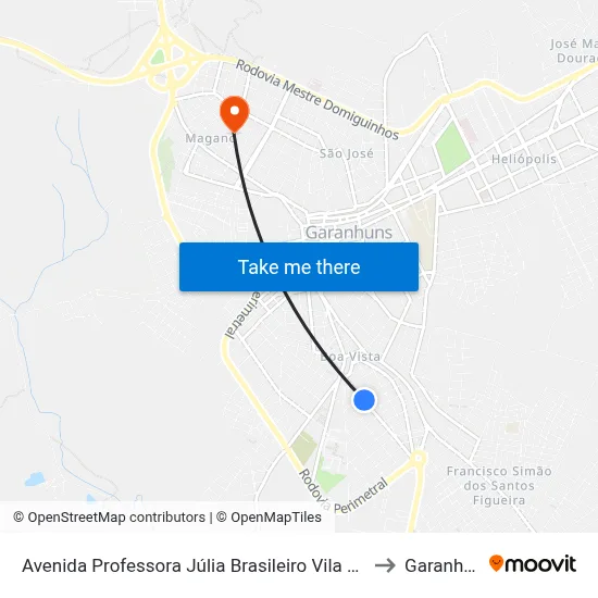 Avenida Professora Júlia Brasileiro Vila Nova 481 to Garanhuns map