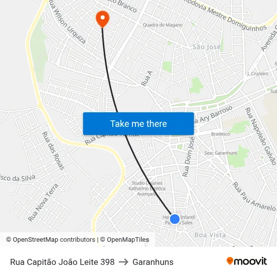 Rua Capitão João Leite 398 to Garanhuns map