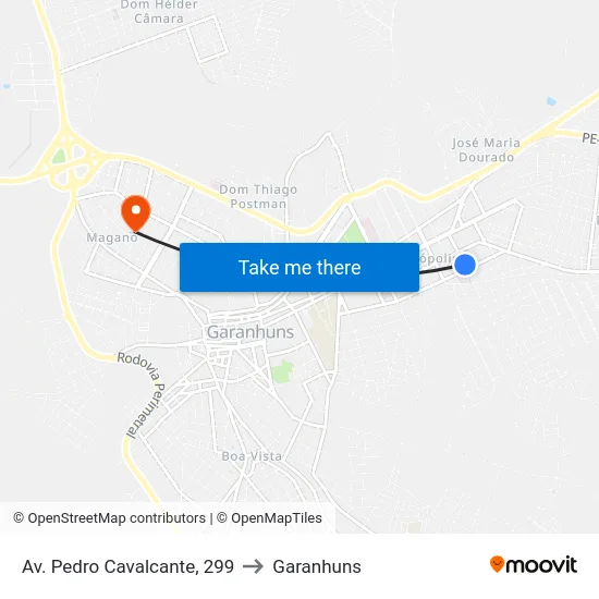 Av. Pedro Cavalcante, 299 to Garanhuns map