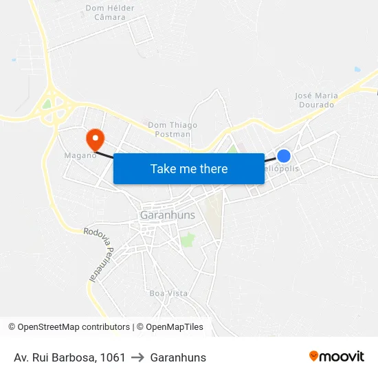 Av. Rui Barbosa, 1061 to Garanhuns map
