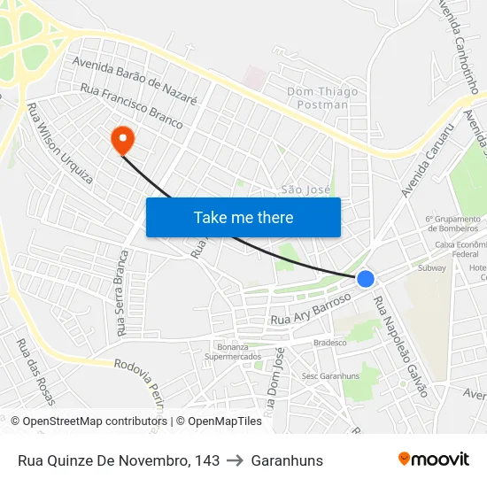 Rua Quinze De Novembro, 143 to Garanhuns map