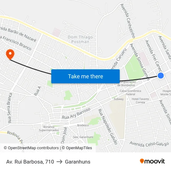 Av. Rui Barbosa, 710 to Garanhuns map