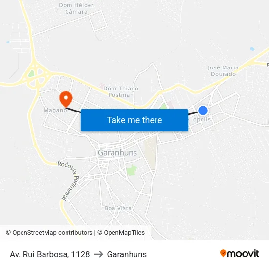 Av. Rui Barbosa, 1128 to Garanhuns map