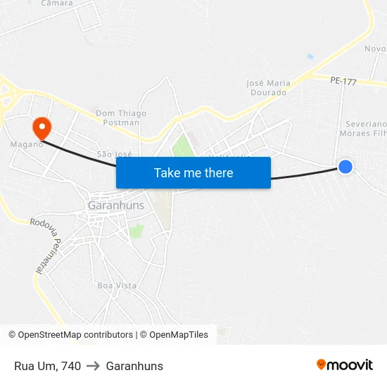 Rua Um, 740 to Garanhuns map