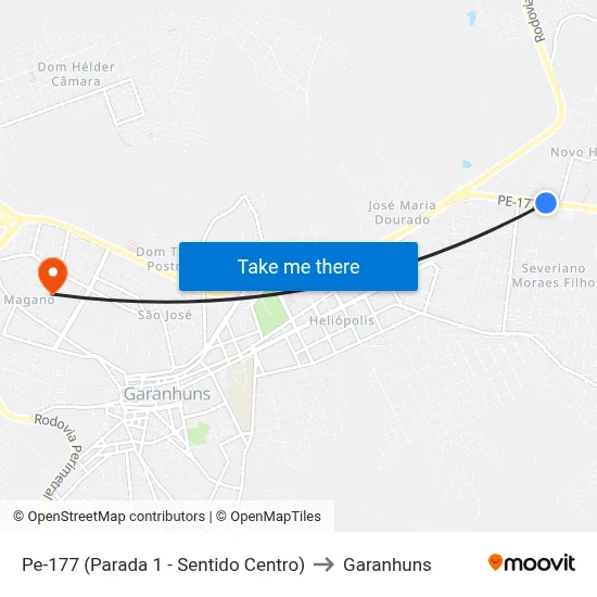 Pe-177 (Parada 1 - Sentido Centro) to Garanhuns map