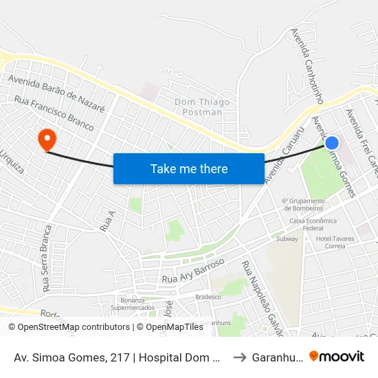 Av. Simoa Gomes, 217 | Hospital Dom Moura to Garanhuns map