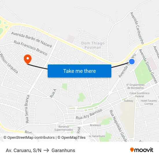 Av. Caruaru, S/N to Garanhuns map