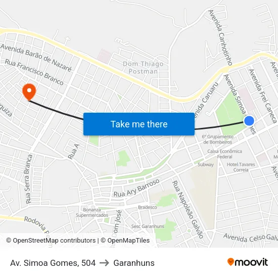 Av. Simoa Gomes, 504 to Garanhuns map