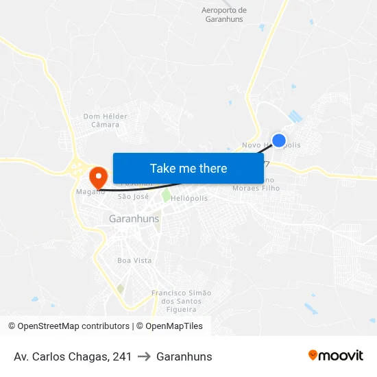 Av. Carlos Chagas, 241 to Garanhuns map