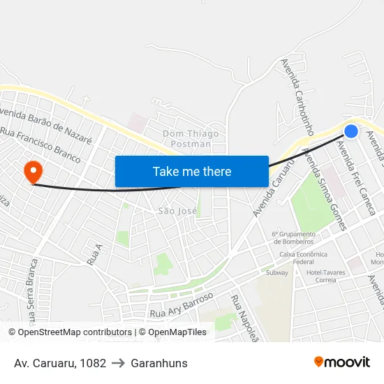 Av. Caruaru, 1082 to Garanhuns map