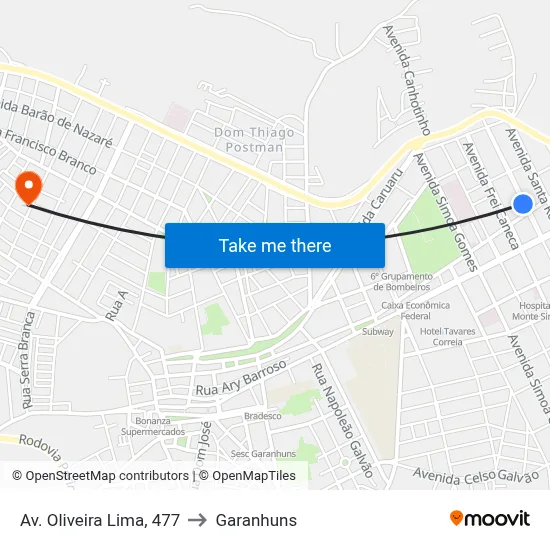 Av. Oliveira Lima, 477 to Garanhuns map