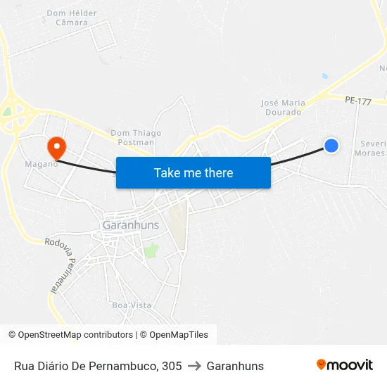Rua Diário De Pernambuco, 305 to Garanhuns map