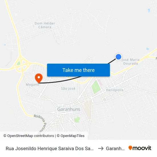 Rua Josenildo Henrique Saraiva Dos Santos, 569 to Garanhuns map