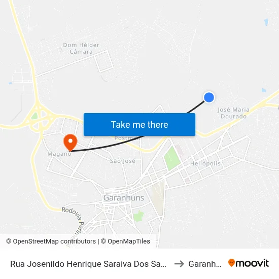 Rua Josenildo Henrique Saraiva Dos Santos, 726 to Garanhuns map
