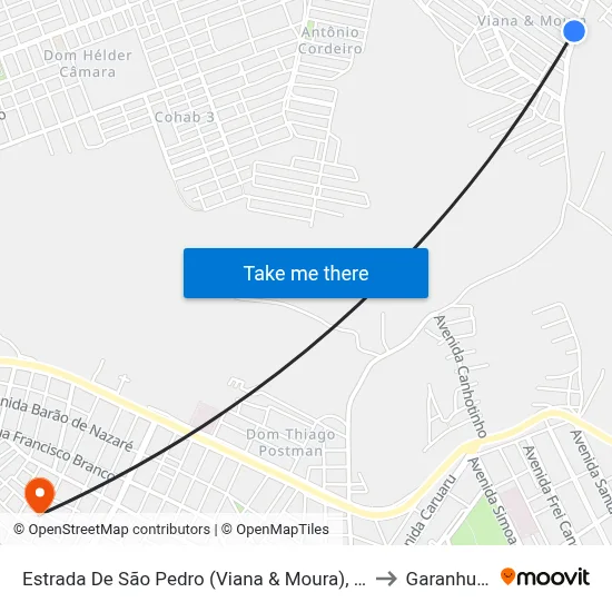 Estrada De São Pedro (Viana & Moura), S/N to Garanhuns map
