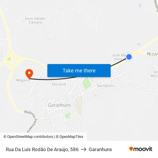 Rua Da Luís Rodão De Araújo, 586 to Garanhuns map