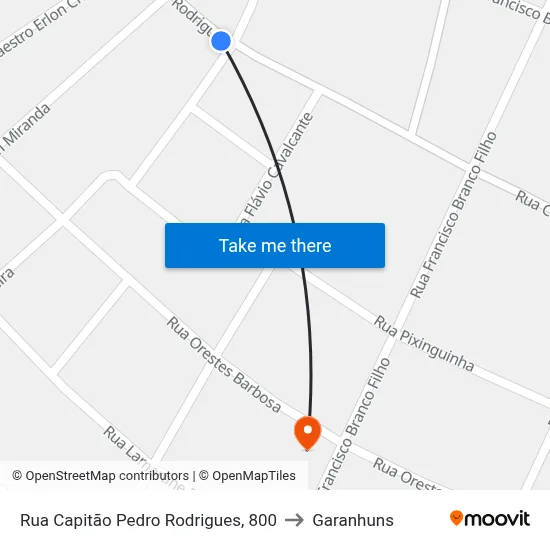 Rua Capitão Pedro Rodrigues, 800 to Garanhuns map
