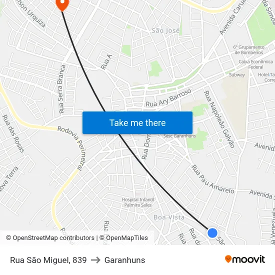 Rua São Miguel, 839 to Garanhuns map