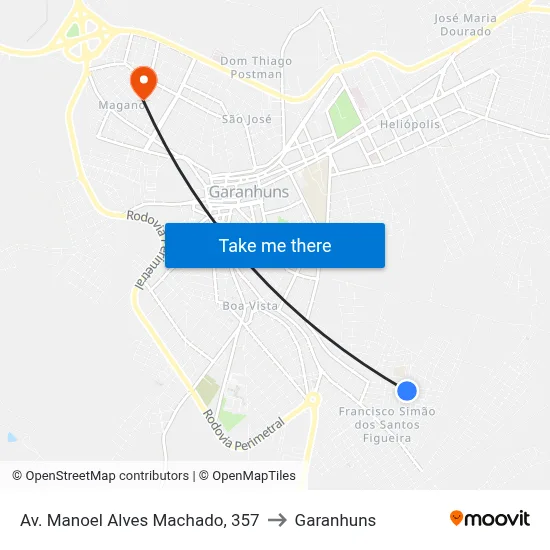 Av. Manoel Alves Machado, 357 to Garanhuns map