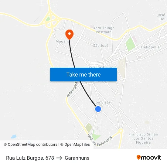 Rua Luíz Burgos, 678 to Garanhuns map