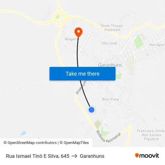 Rua Ismael Tinô E Silva, 645 to Garanhuns map