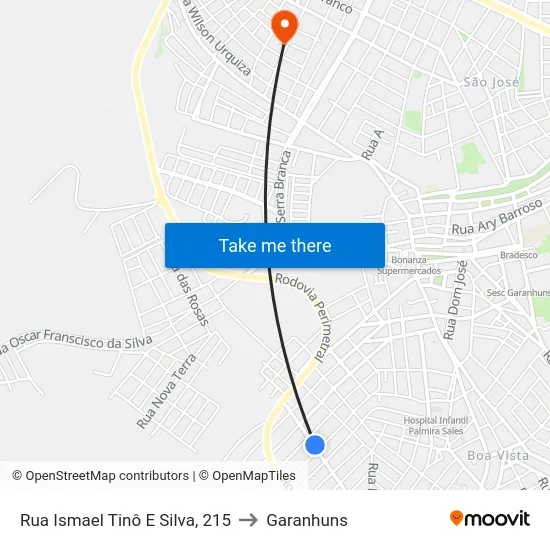 Rua Ismael Tinô E Silva, 215 to Garanhuns map