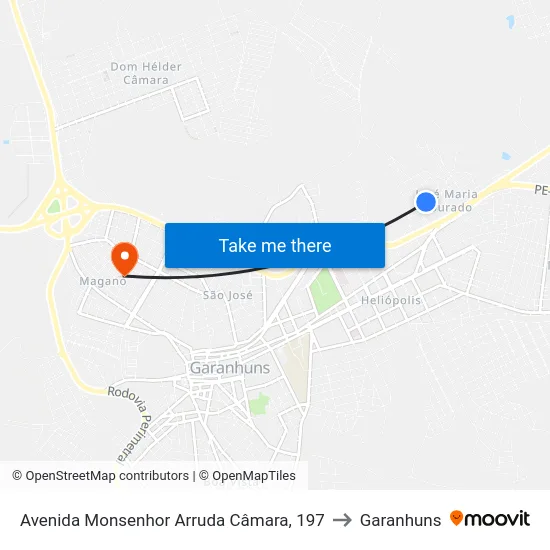 Avenida Monsenhor Arruda Câmara, 197 to Garanhuns map