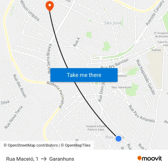Rua Maceió, 1 to Garanhuns map