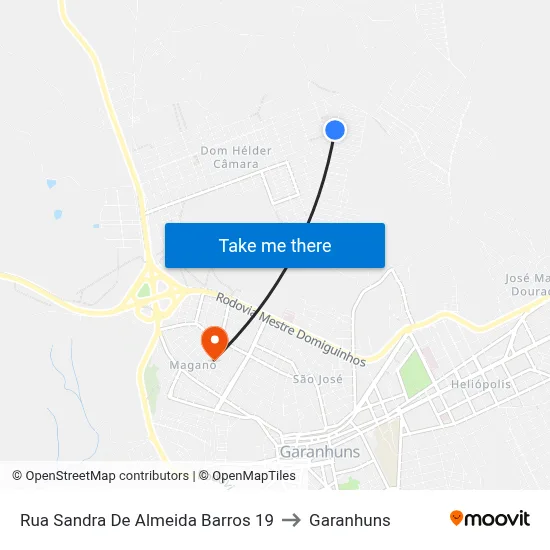 Rua Sandra De Almeida Barros 19 to Garanhuns map