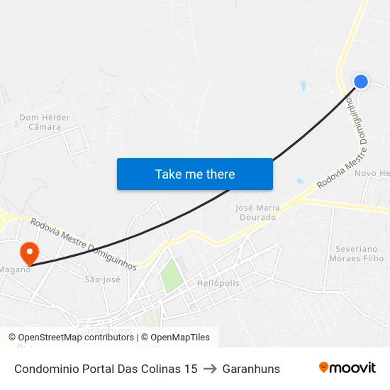 Condominio Portal Das Colinas 15 to Garanhuns map
