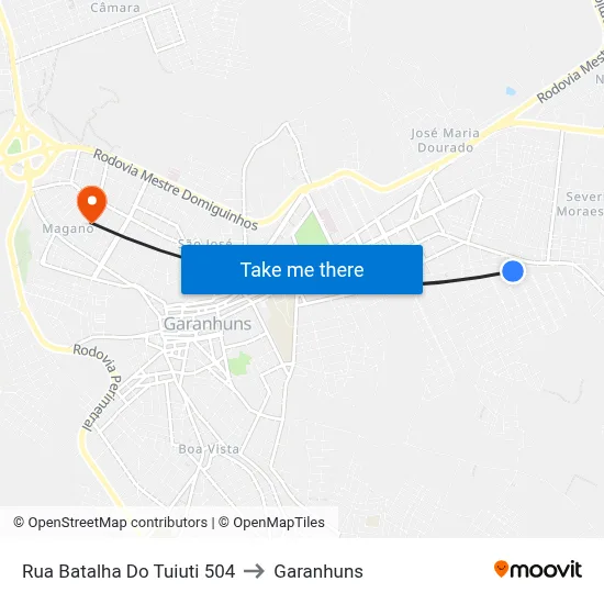 Rua Batalha Do Tuiuti 504 to Garanhuns map