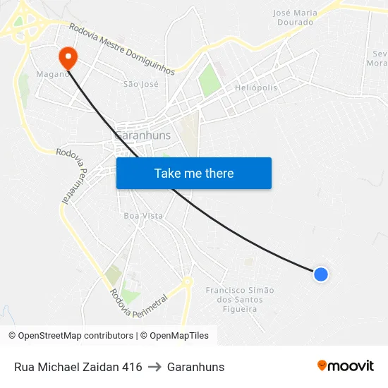 Rua Michael Zaidan 416 to Garanhuns map