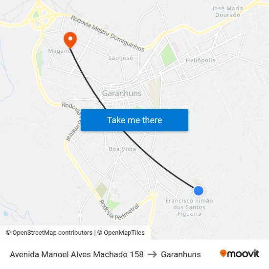 Avenida Manoel Alves Machado 158 to Garanhuns map