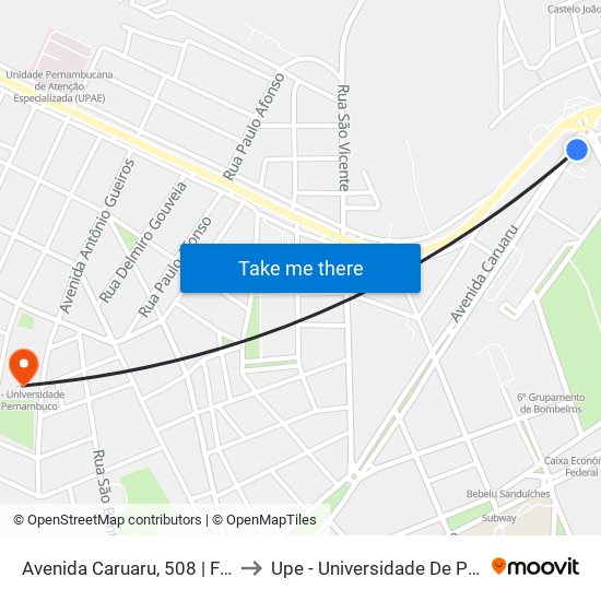 Avenida Caruaru, 508 | Faga/Aesga to Upe - Universidade De Pernambuco map