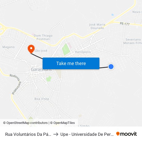 Rua Voluntários Da Pátria, 631 to Upe - Universidade De Pernambuco map