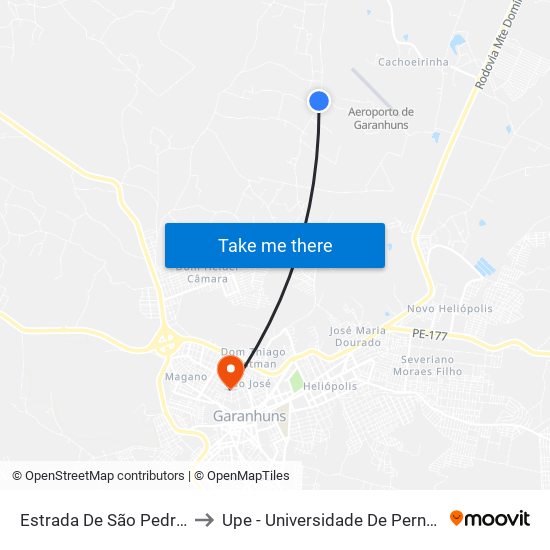 Estrada De São Pedro, S/N to Upe - Universidade De Pernambuco map