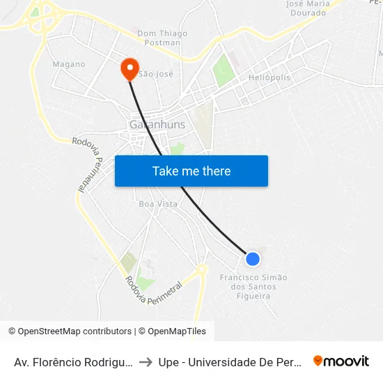 Av. Florêncio Rodrigues, 167 to Upe - Universidade De Pernambuco map