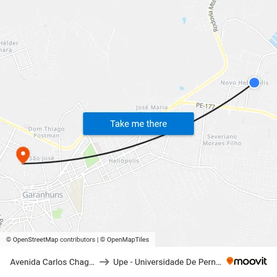 Avenida Carlos Chagas 104 to Upe - Universidade De Pernambuco map