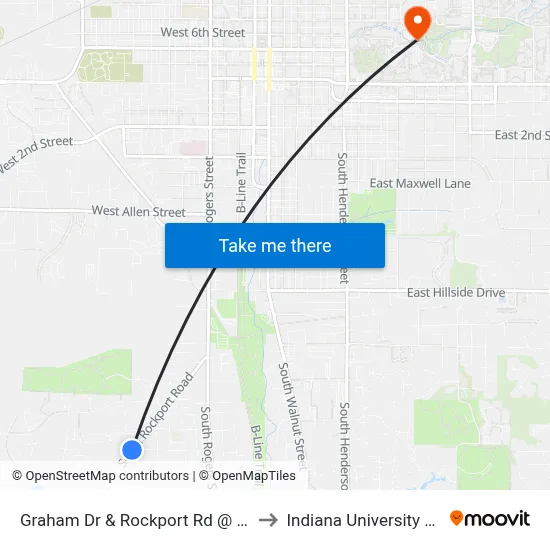 Graham Dr & Rockport Rd @ Countryview Apts to Indiana University Bloomington map