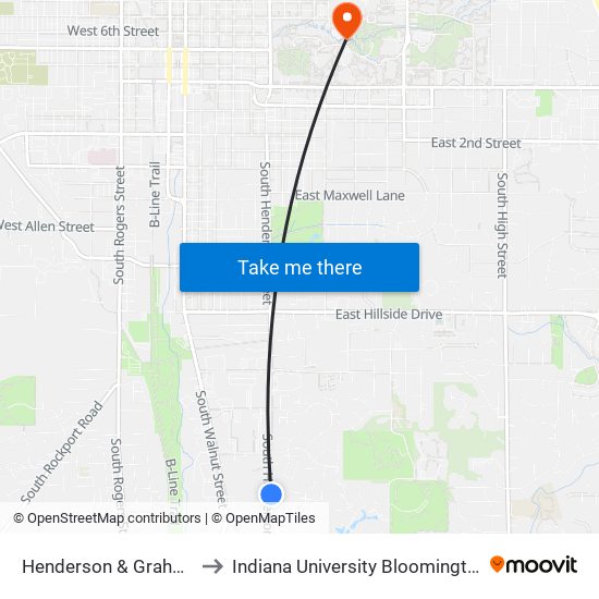 Henderson & Graham to Indiana University Bloomington map