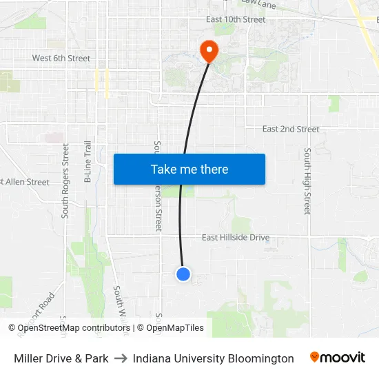 Miller Drive & Park to Indiana University Bloomington map