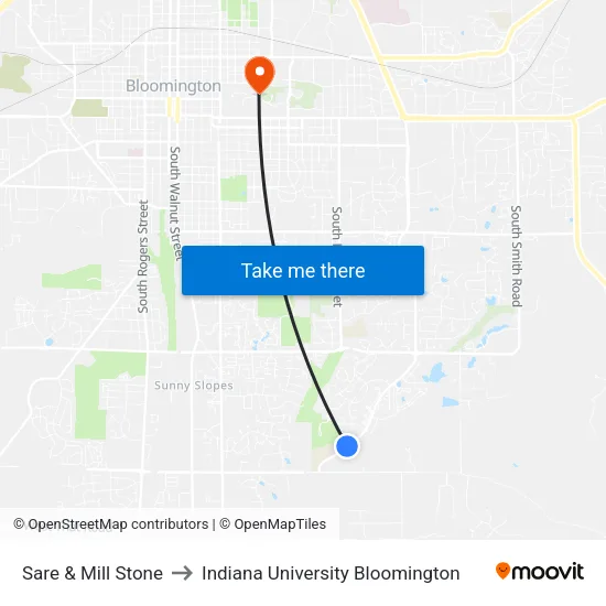 Sare & Mill Stone to Indiana University Bloomington map