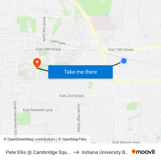 Pete Ellis @ Cambridge Square (Outbound) to Indiana University Bloomington map