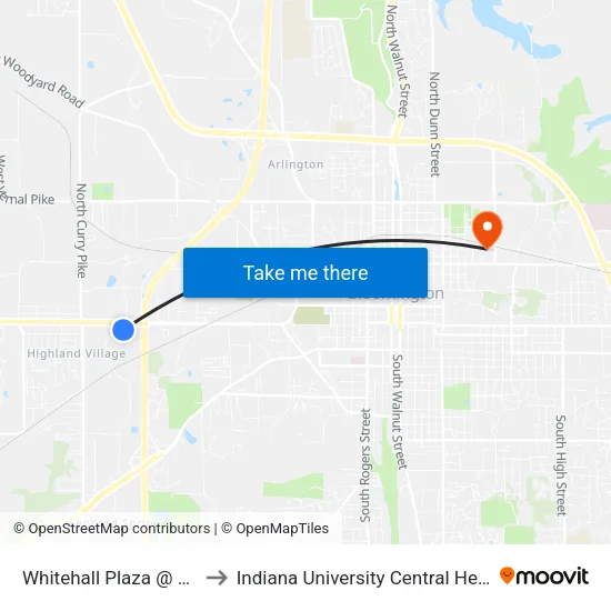Whitehall Plaza @ Hardee's to Indiana University Central Heating Plant map